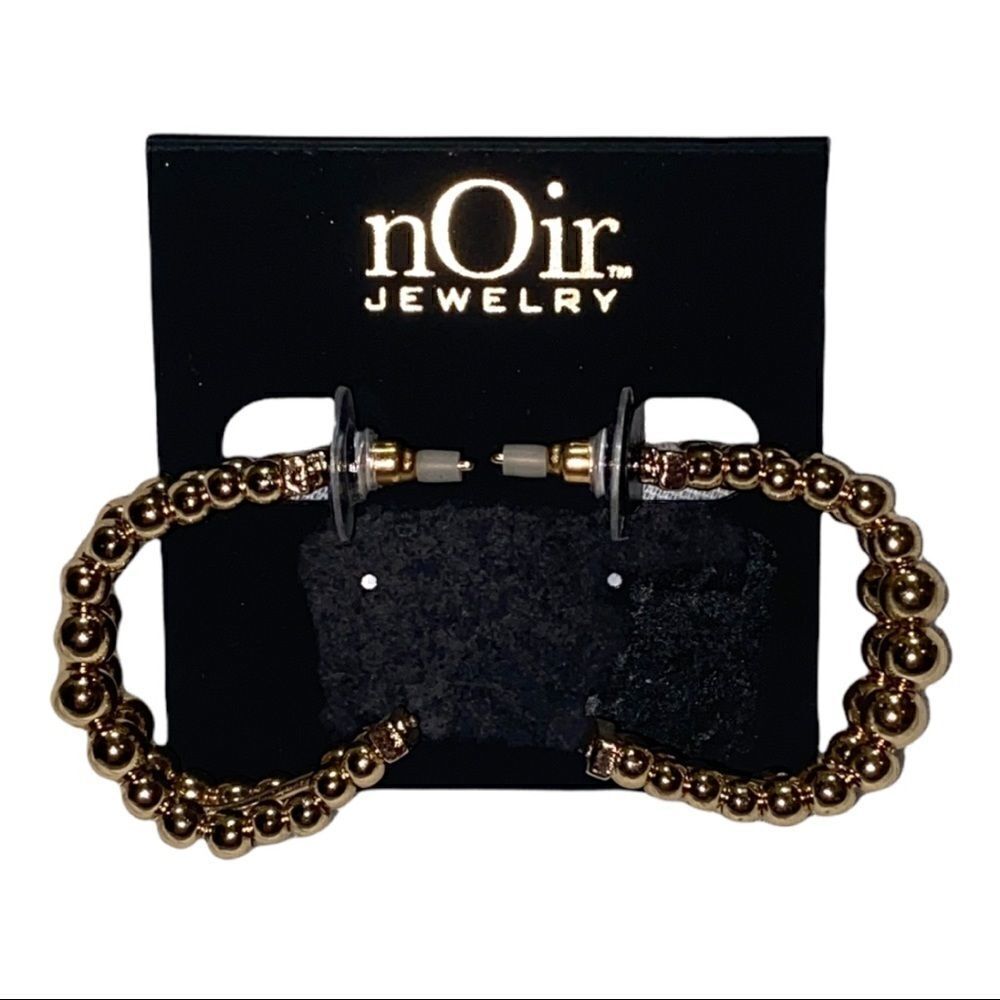 Noir Jewelry Double Open Hoop Gold-Tone Post Earrings New